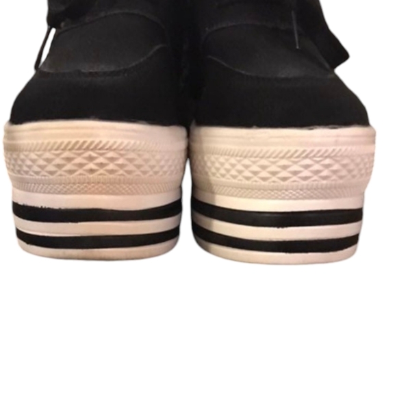 Platform Sneakers Black White Lace-up Women Size 7 - 7.5 - Picture 10 of 16